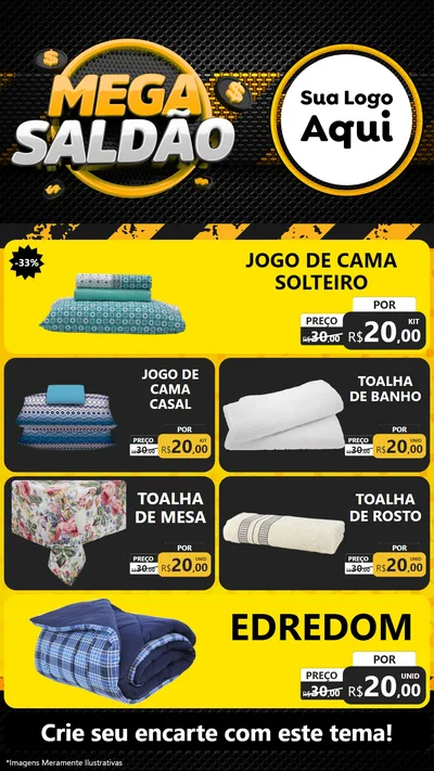 Modelo de TV para TV Vertical com o tema Mega Saldão para Cama, Mesa e Banho