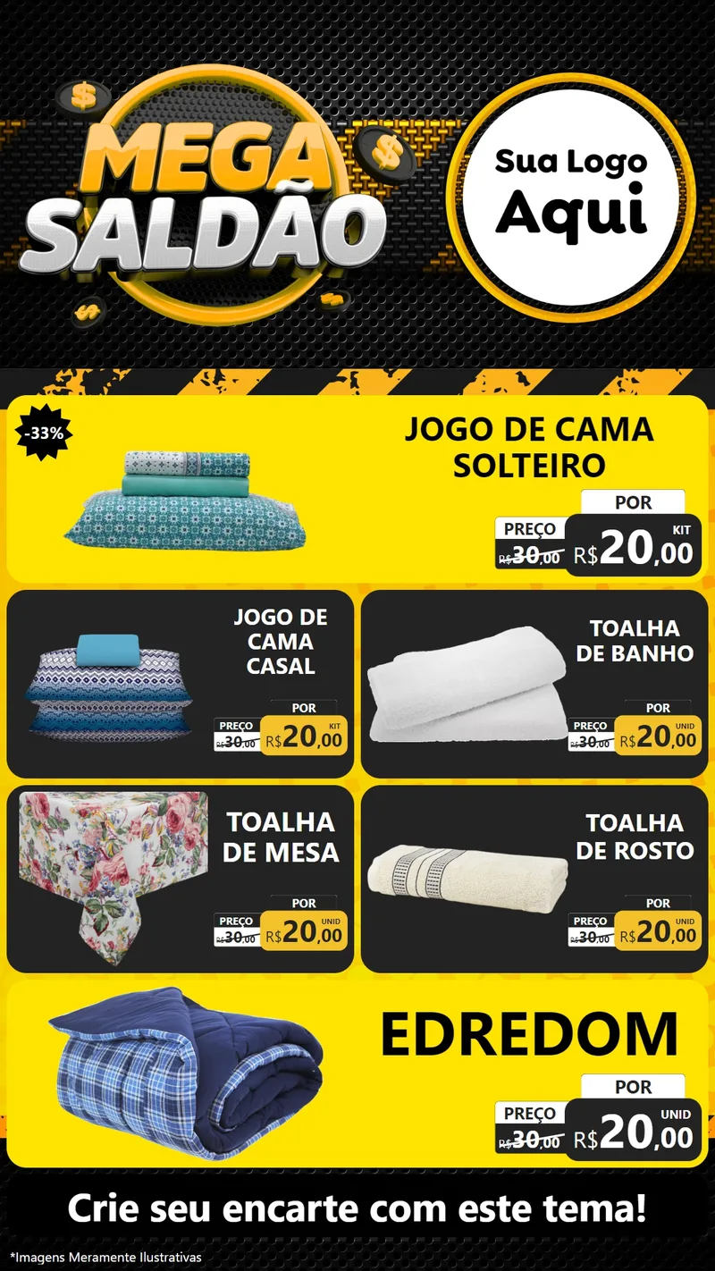 Modelo de TV para TV Vertical com o tema Mega Saldão para Cama, Mesa e Banho