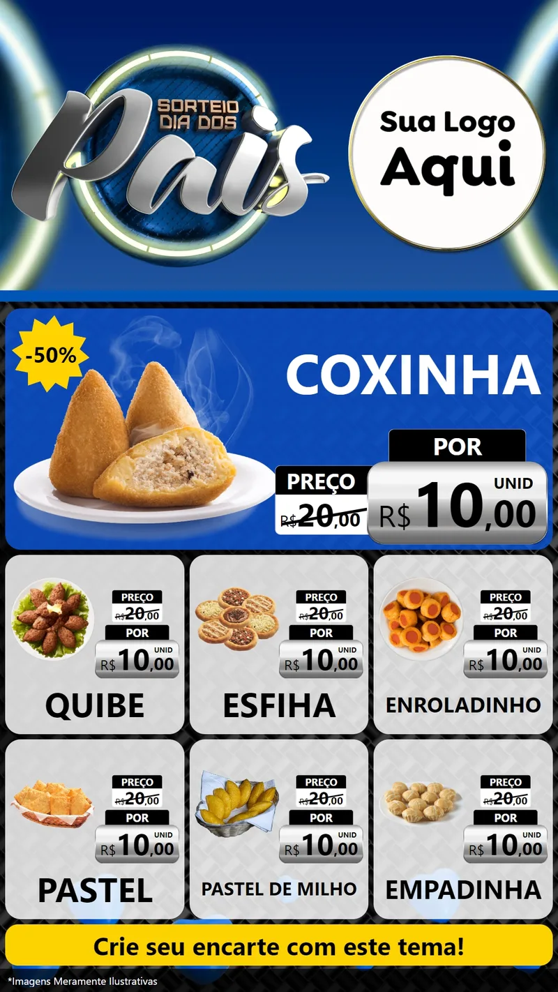 Modelo de Rede Social para Stories com o tema Sorteio Dia Dos Pais para Salgadaria