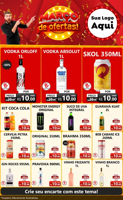 Modelo de Encarte para Encarte Grande com o tema Março de Ofertas! para Distribuidora de bebidas