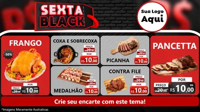 Modelo de TV para TV Horizontal com o tema Sexta Black para Assados