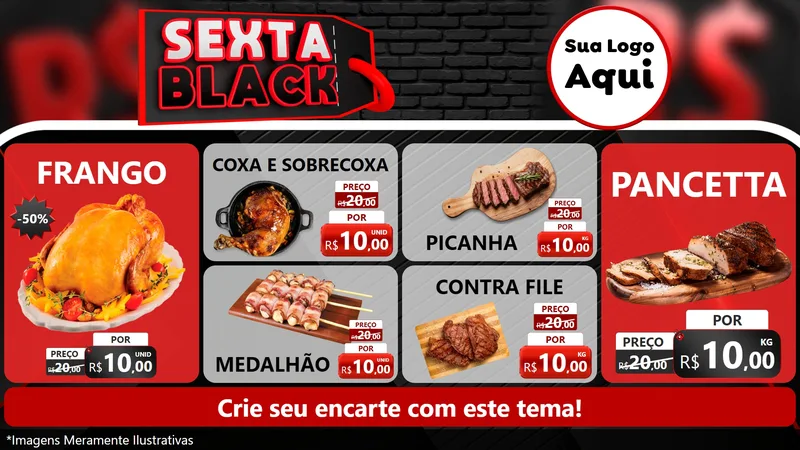 Modelo de TV para TV Horizontal com o tema Sexta Black para Assados