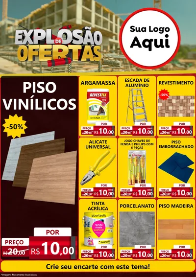 Modelo de Encarte para Encarte A4 Vertical com o tema Explosão de Ofertas - Construção para Material para Construção