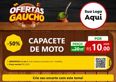 Modelo de Cartaz para Cartaz A4 Horizontal com o tema Ofertas Dia do Gaúcho para Moto peças