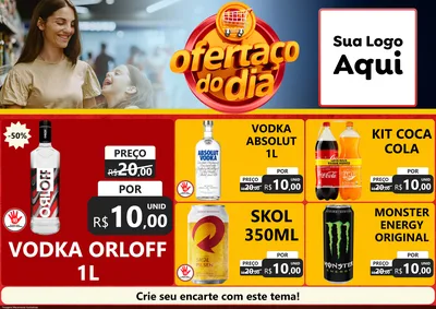 Modelo de Encarte para Encarte A4 Horizontal com o tema Ofertaço Do Dia para Distribuidora de bebidas