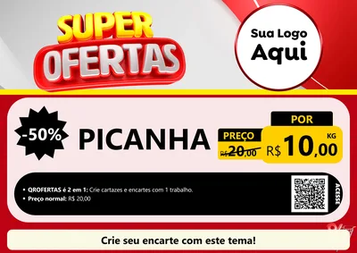 Modelo de Cartaz para Cartaz A4 Horizontal com o tema Super Ofertas para Açougue