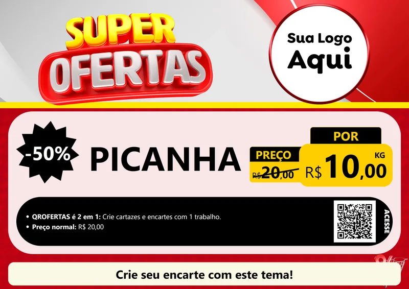 Modelo de Cartaz para Cartaz A4 Horizontal com o tema Super Ofertas para Açougue