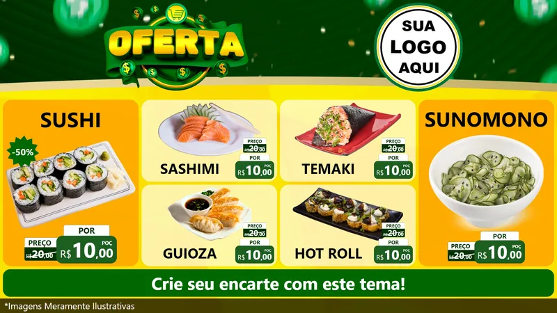 Modelo de TV para TV Horizontal com o tema Oferta para Comida japonesa