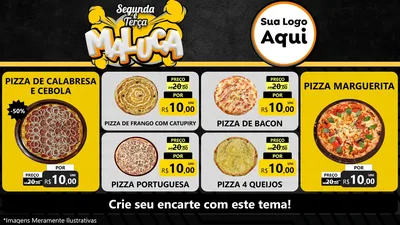 Modelo de TV para TV Horizontal com o tema Segunda e Terça Maluca para Pizzaria