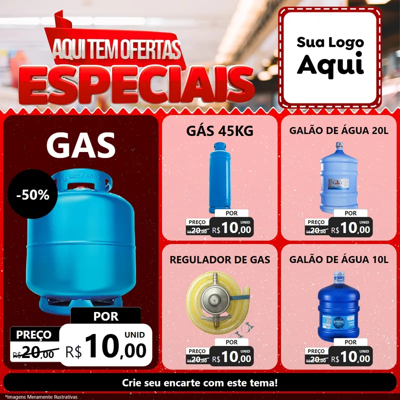 Modelo de Rede Social para Feed Facebook com o tema Aqui Tem Ofertas Especiais para Água e gás