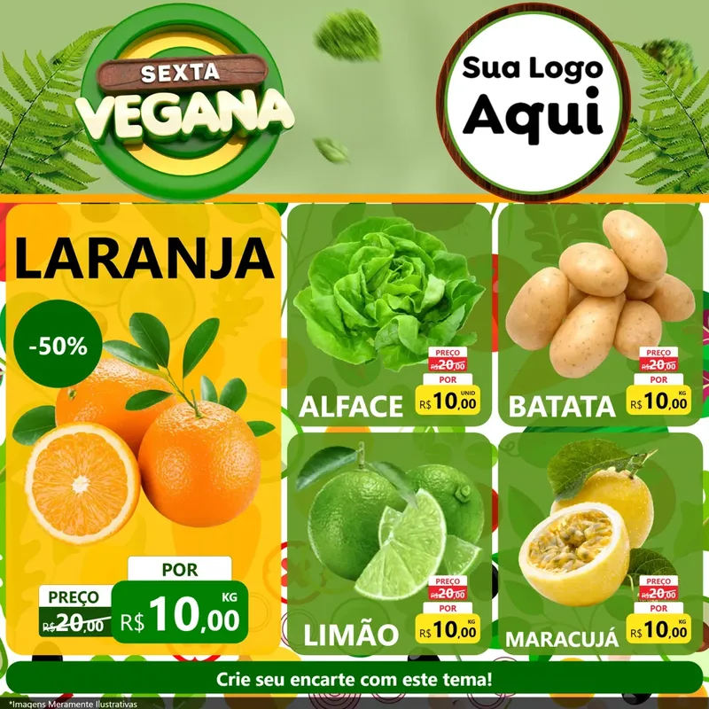 Modelo de Rede Social para Feed Facebook com o tema Sexta Vegana para Hortifrúti