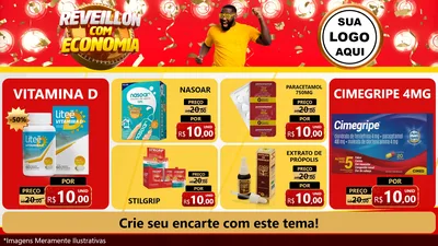 Modelo de TV para TV Horizontal com o tema Réveillon com Economia para Farmácia