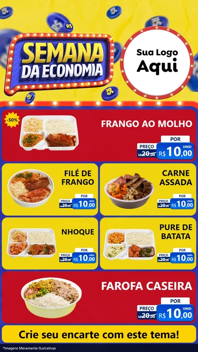 Modelo de TV para TV Vertical com o tema Semana da Economia para Restaurante