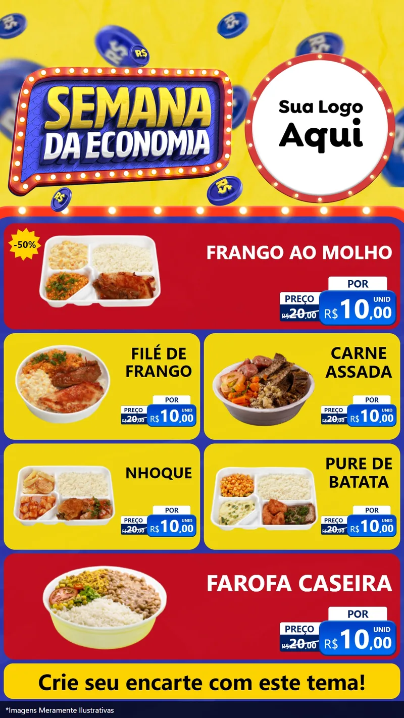 Modelo de TV para TV Vertical com o tema Semana da Economia para Restaurante