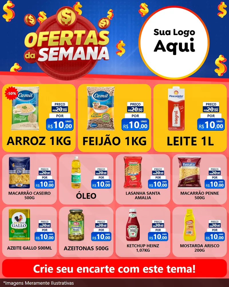 Modelo de Rede Social para Feed Instagram com o tema Ofertas Da Semana para Supermercado
