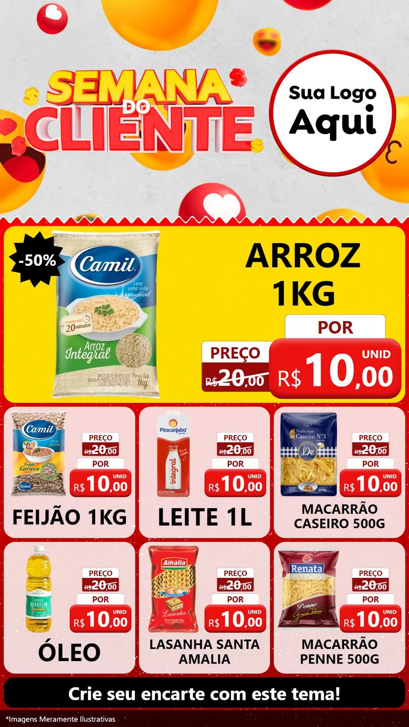 Modelo de Rede Social para Stories com o tema Semana do Cliente para Supermercado