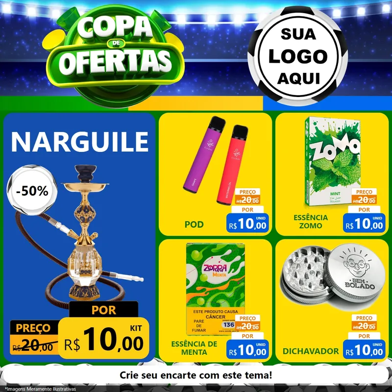 Modelo de Rede Social para Feed Facebook com o tema Copa de Ofertas para Tabacaria