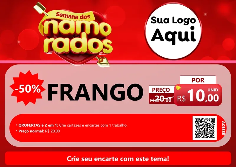 Modelo de Cartaz para Cartaz A4 Horizontal com o tema Semana dos namorados para Assados
