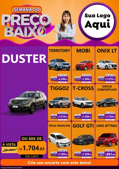 Modelo de Encarte para Encarte A4 Vertical com o tema Semana do Preço Baixo para Concessionaria de Carros