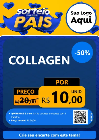 Modelo de Cartaz para Cartaz A4 Vertical com o tema Sorteio Dia dos Pais para Suplementos alimentares
