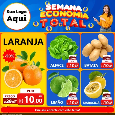 Modelo de Rede Social para Feed Facebook com o tema Semana Economia Total para Hortifrúti