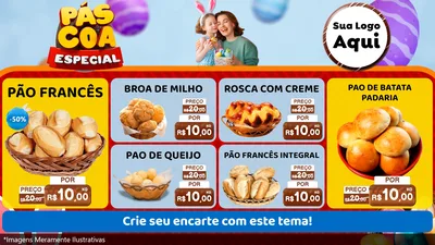 Modelo de TV para TV Horizontal com o tema Páscoa Especial para Padaria