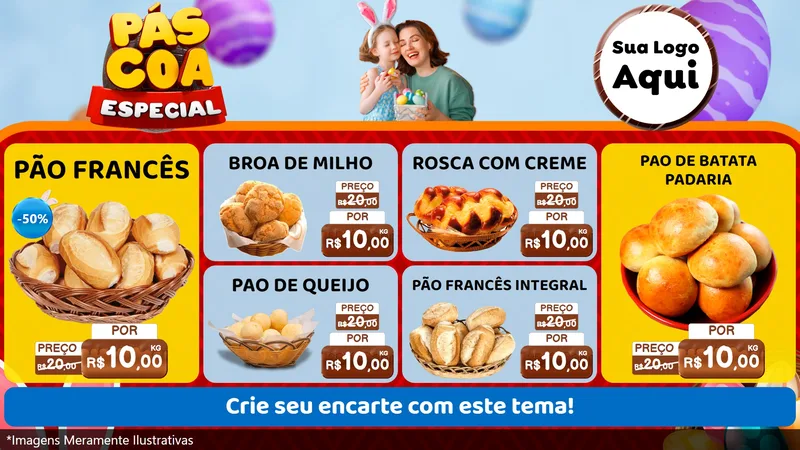 Modelo de TV para TV Horizontal com o tema Páscoa Especial para Padaria
