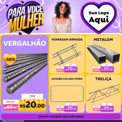 Modelo de Rede Social para Feed Facebook com o tema Para Você, Mulher para Ferragens