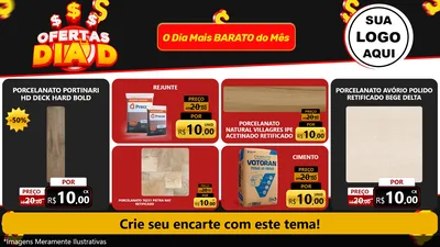 Modelo de TV para TV Horizontal com o tema Ofertas Dia D para Pisos e revestimentos