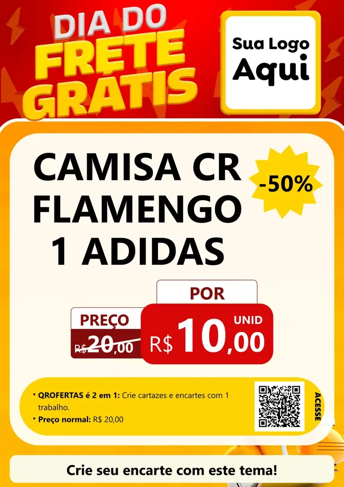 Modelo de Cartaz para Cartaz A4 Vertical com o tema Dia do Frete Grátis para Roupas e acessórios