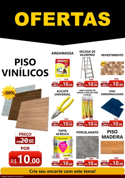 Modelo de Encarte para Encarte A4 Vertical com o tema Ofertas Preto e Vermelho Cartaz para Material para Construção