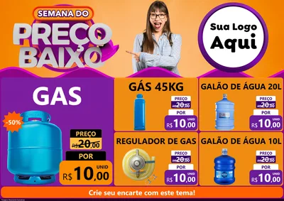 Modelo de Encarte para Encarte A4 Horizontal com o tema Semana do Preço Baixo para Água e gás