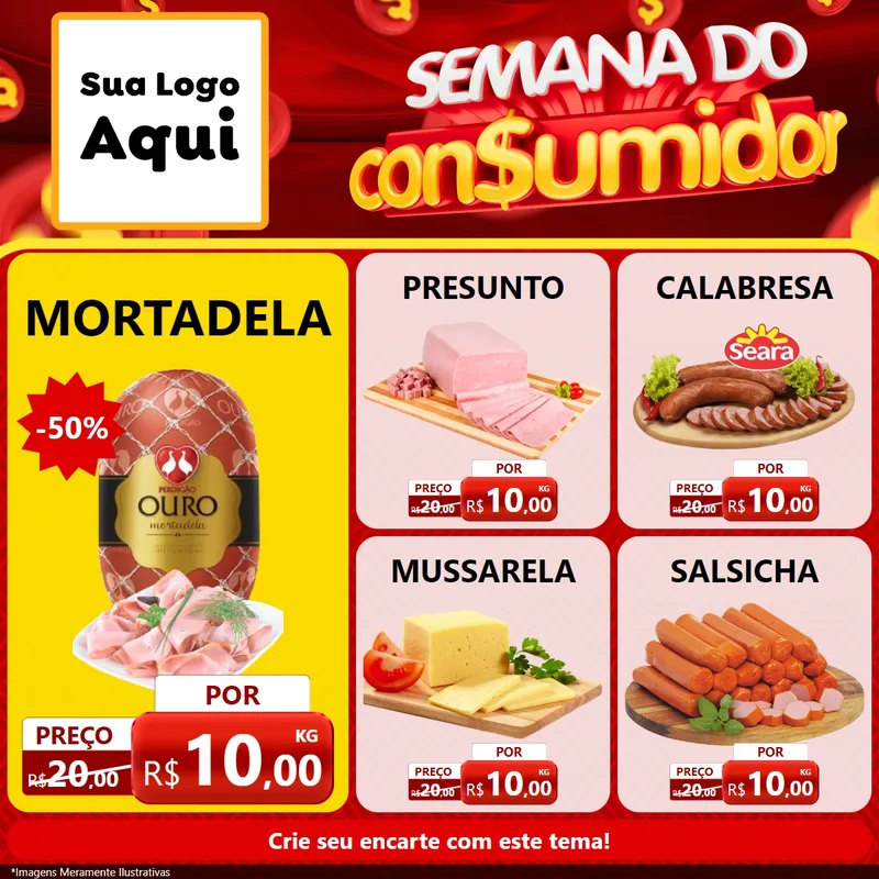 Modelo de Rede Social para Feed Facebook com o tema Semana do Consumidor para Frios e Laticínios