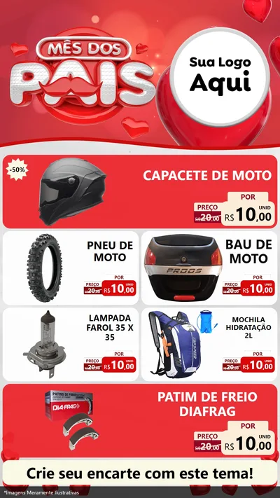 Modelo de TV para TV Vertical com o tema Mês dos Pais para Moto peças