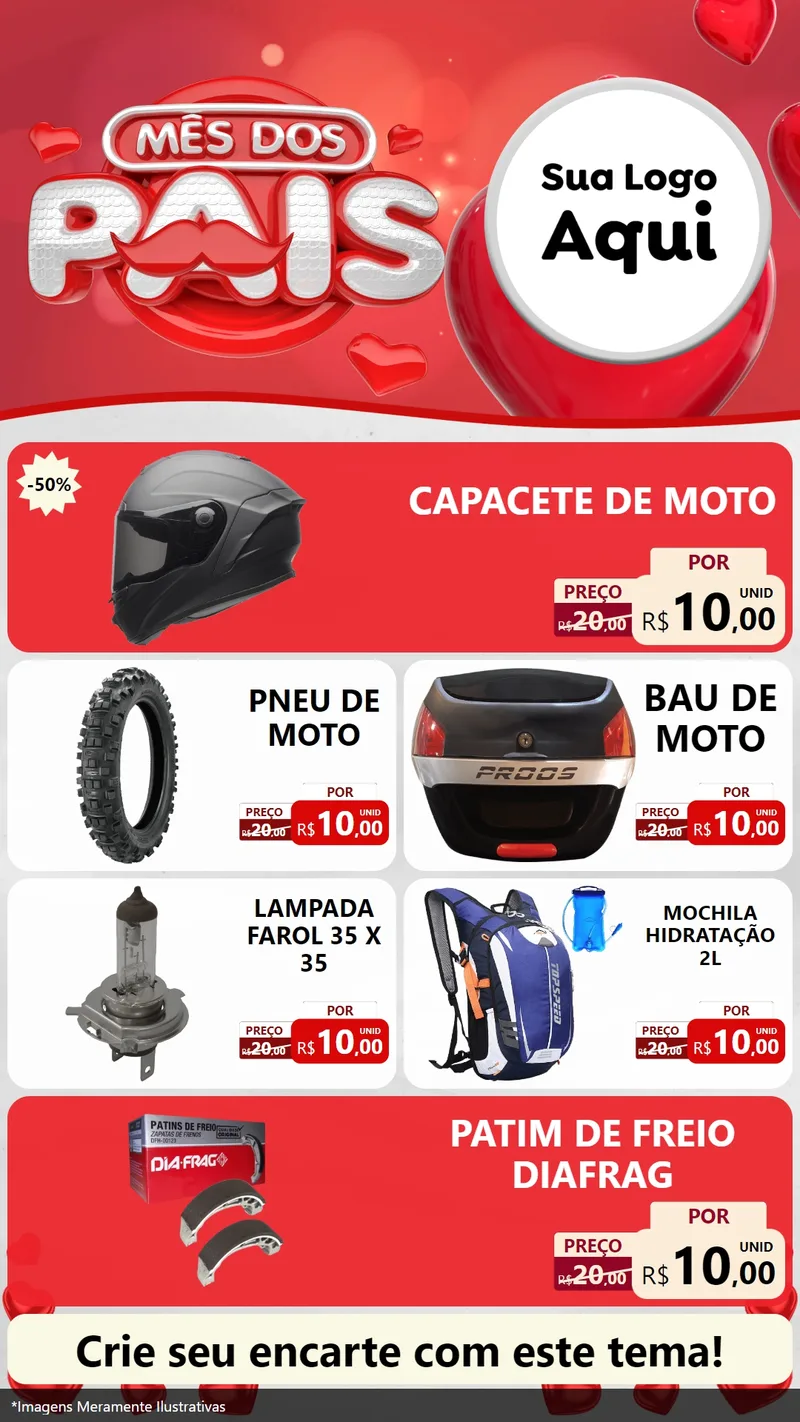 Modelo de TV para TV Vertical com o tema Mês dos Pais para Moto peças