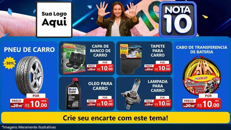 Modelo de TV para TV Horizontal com o tema Nota 10 para Auto peças
