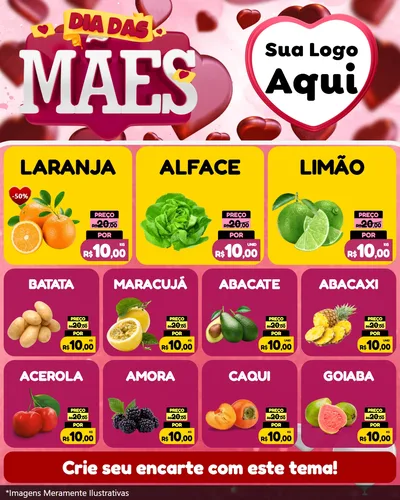 Modelo de Rede Social para Feed Instagram com o tema Dia Das Mães para Hortifrúti