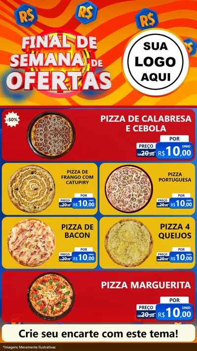 Modelo de TV para TV Vertical com o tema Final de Semana de Ofertas para Pizzaria