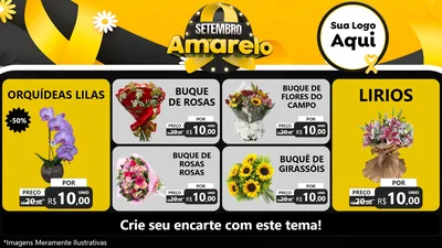 Modelo de TV para TV Horizontal com o tema Setembro Amarelo para Floricultura e jardim