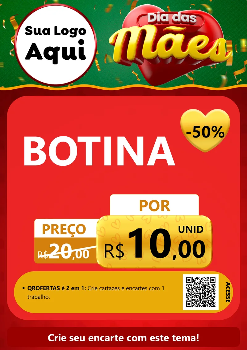 Modelo de Cartaz para Cartaz A4 Vertical com o tema Dia das Mães para Agropecuária