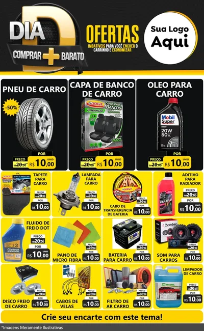 Modelo de Encarte para Encarte Grande com o tema Dia D Mais Economia para Auto peças