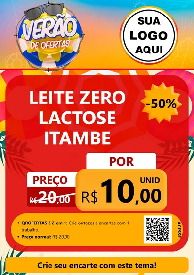 Modelo de Cartaz para Cartaz A4 Vertical com o tema Verão de Ofertas para Frios e Laticínios