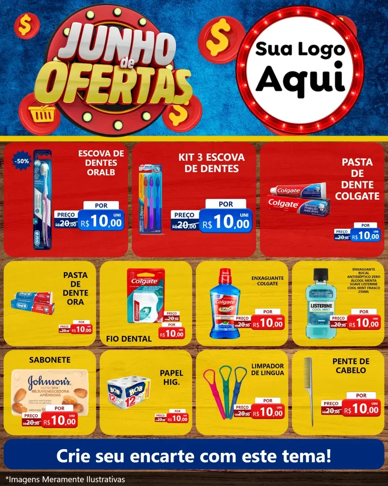 Modelo de Rede Social para Feed Instagram com o tema Junho de Ofertas para Higiene Pessoal