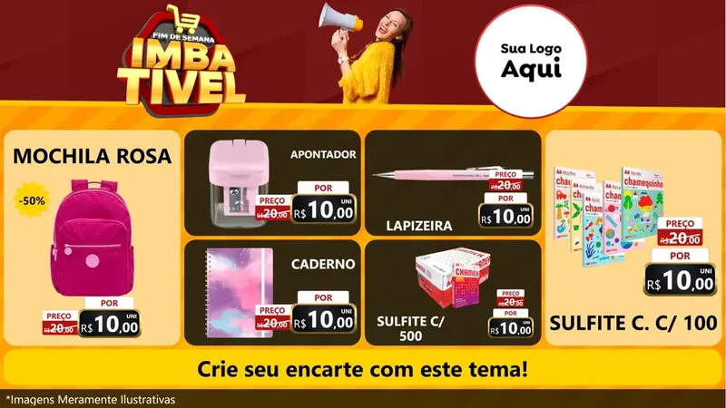 Modelo de TV para TV Horizontal com o tema Fim de Semana Imbatível para Papelaria