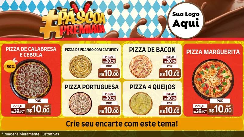 Modelo de TV para TV Horizontal com o tema Páscoa Premiada para Pizzaria