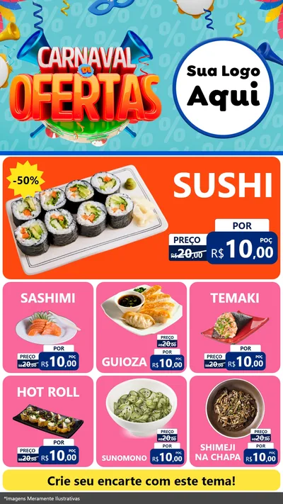 Modelo de Rede Social para Stories com o tema Carnaval de Ofertas para Comida japonesa