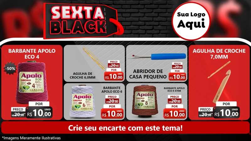 Modelo de TV para TV Horizontal com o tema Sexta Black para Armarinho e Aviamentos