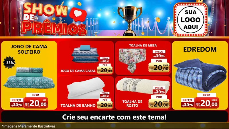 Modelo de TV para TV Horizontal com o tema Show de Prêmios para Cama, Mesa e Banho