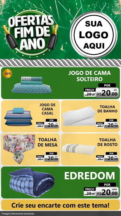 Modelo de TV para TV Vertical com o tema Ofertas Fim de Ano para Cama, Mesa e Banho