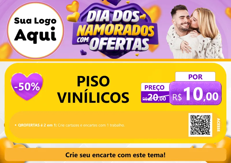 Modelo de Cartaz para Cartaz A4 Horizontal com o tema Dia Dos Namorados Com Ofertas para Material para Construção